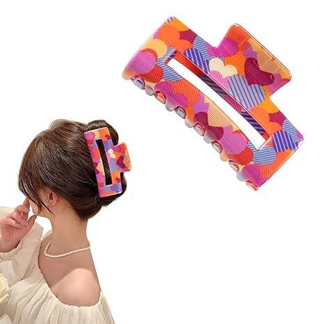 oly-2d2aafcba5a5f77ae1a37e0809f5654f Wholesale YHJ Hair Accessories pink Heart-shaped Printed Clip Women's Valentine's Day Sweet Paytail Hairpin Hair Shark Clip