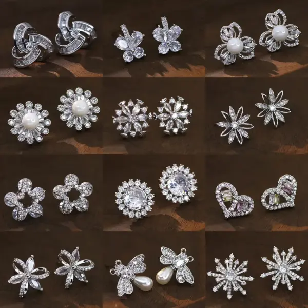 Wholesale Pearl Earrings With Zircon Round Flower Sensual Trendy Jewelry For Women Bohemian Style
