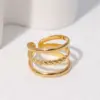 Wholesale PVD Coated Real Gold Plated Geometric Stainless Steel Simple Style Waterproof Non Tarnish Open Ring