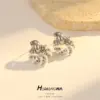 Wholesale Oval Copper Stud Earrings With Seed Bead Inlay, Featuring 925 Sterling Silver Posts For Women In Simple Style