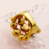 Wholesale Women's 304 Stainless Steel PVD Coated 14K Gold Plated Plating Hollow Out Inlay Round Pearl Rings Imitation Pearl Jewelry