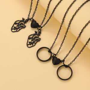 Wholesale hollow heart ring love magnetic necklace unisex magnet couple necklace suit good friend