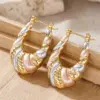 Wholesale Three-dimensional Geometric Earrings For Women In Copper With KC Golden Plated Water Plating And 0.03µm Thickness