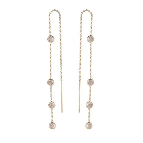 Wholesale Tassel Stud Earrings For Women In Copper With Zircon Inlay Featuring Elegant Tassel Craft