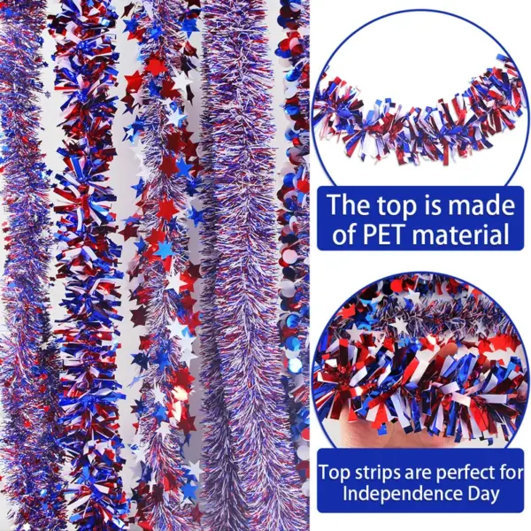 Wholesale 7th Of July Independence Day Stars Colorful Stripes Red White Blue Flocked Flower Home Garden Decoration Wide Leaf Ribbon 2m Polyester Material