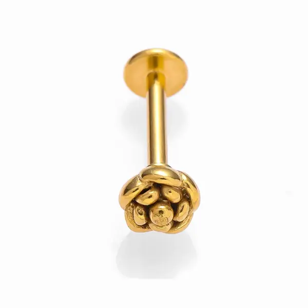 Wholesale 1 Piece Lip Rings Simple Style Classic Style Rose Crown 316L Stainless Steel Waterproof Non Tarnish Surgical Steel Rhinestones Ion Plating (IP) 18K Gold Plated Lip Rings Ear Cartilage Rings & Studs Nose Rings & Studs