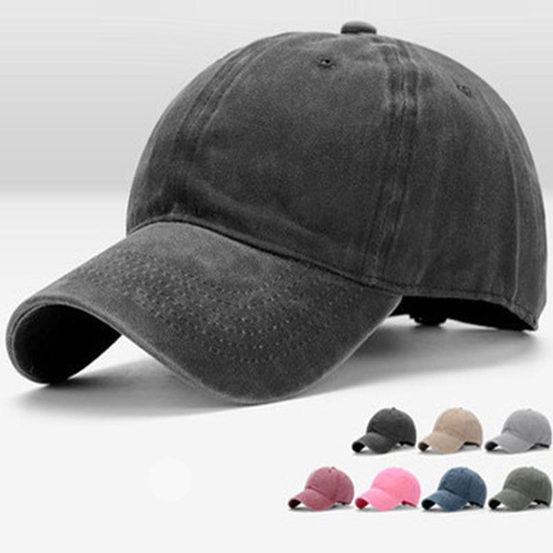 Wholesale European and American foreign trade spring and autumn hat summer outdoor solid color cap washed baseball cap old cowboy sun hat