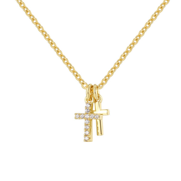 oly-2d927dfa04f19bc137632080c1a39c02 Wholesale N0292 Retro Personalized Niche Design Necklace Women's Gold-plated Zircon Cross Necklace Pendant