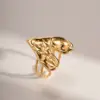 Wholesale PVD Coated Real Gold Plated Heart Shape 304 Stainless Steel IG Style Waterproof Non Tarnish Open Rings
