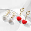 Wholesale 925 Silver Needle Red Love Temperament Fashion Earrings Valentine's Day Gift for Girlfriend