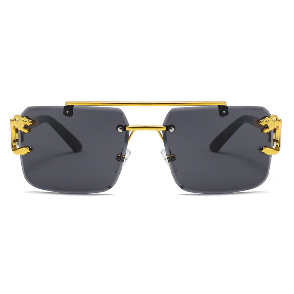 Wholesale Fashion Personality Frameless Leopard Head Double Beam Sunglasses Trend Outdoor Driving Personality Trend Sunglasses