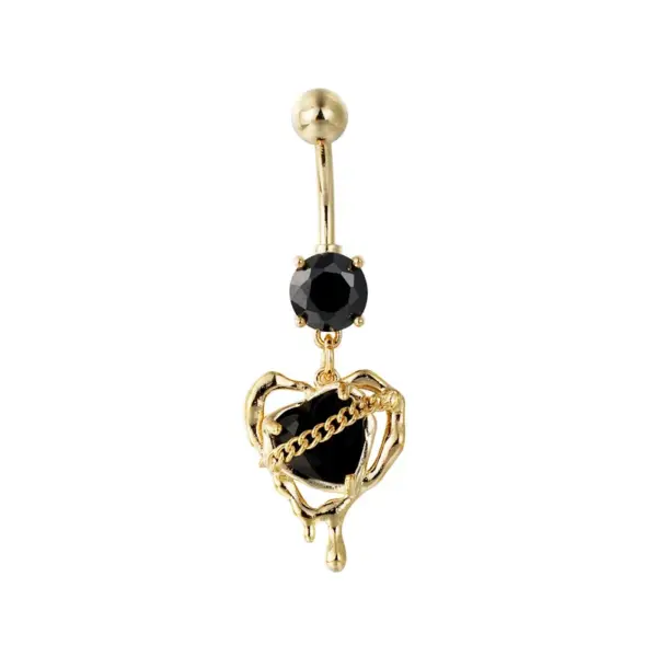 Wholesale Bestselling Body Piercing Navel Ring Heart Shape Restrained Dark Punk Style Navel Button Personalized Gothic Belly Stud