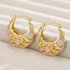 Wholesale Three-dimensional Flowers Earrings For Women With 0.03µm KC Golden Plated Water Plating On Copper