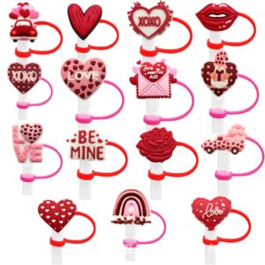 Wholesale Valentine's Day Series of Love Straw Caps, Creative Cartoon Silicone Dust-Proof Plugs, Water Cup Straw Sets, Decorative Ready-Made Products