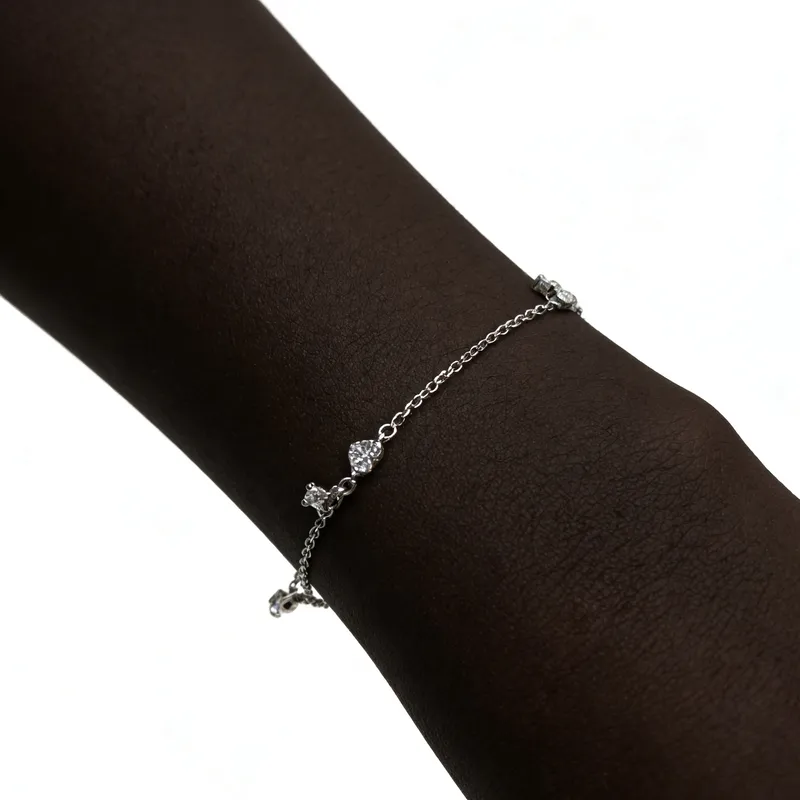 Wholesale Geometric Independence Day Bracelets For Women In 925 Sterling Silver With Rhodium Plated 0.03µm And Zircon Inlay