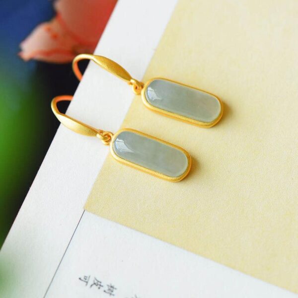 Wholesale jade ear hook natural jade earrings S925 sterling silver inlaid ancient silver simple fashion Valentine's Day gift