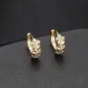 Wholesale Flowers Stud Earrings For Women With Copper Posts, Electroplated And 14K Real Gold Plated Featuring Zircon Inlay