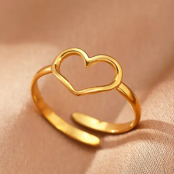 oly-2dd220c1defde22eeed92b84db1941c7 Wholesale Jewelry IG Style Retro Geometric 304 Stainless Steel 18K Gold Plated Plating Open Rings