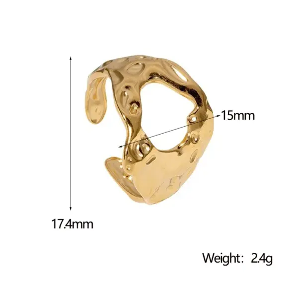 Wholesale PVD Coated Real Gold Plated 18K Gold Irregular 304 Stainless Steel Classic Style Cool Style IG Style Waterproof Non Tarnish Open Rings