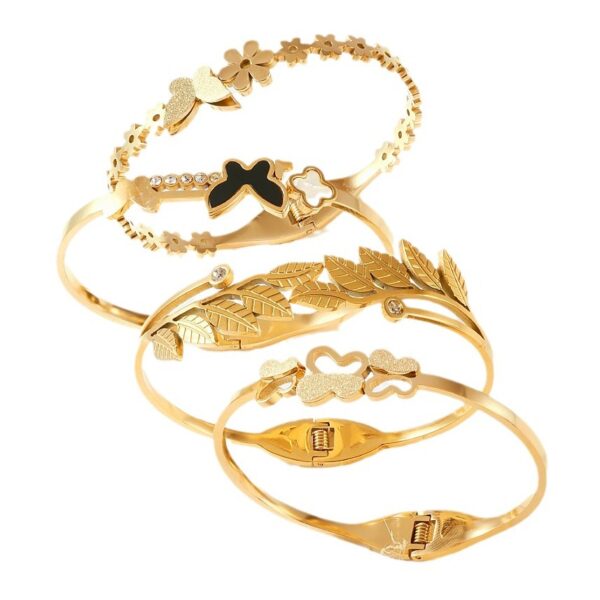 oly-2dd8cb6a832eb974275299b8ec089578 Wholesale Stainless steel butterfly jewelry, colorfast, titanium steel bracelet, mirror bracelet, gold bracelet, eco-friendly bracelet.