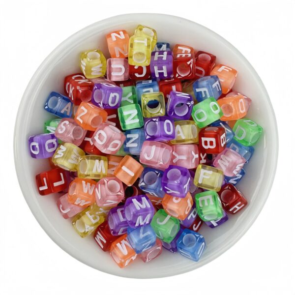 oly-2de9f55879b8ff4895ad2661a622df2a Wholesale 6*6mm square letter beads transparent white acrylic beads loose beads beaded handmade materials DIY jewelry accessories
