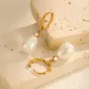 Wholesale PVD Coated Real Gold Plated 18K Gold Round 201 Stainless Steel Baroque Style Shiny Waterproof Non Tarnish Drop Earrings