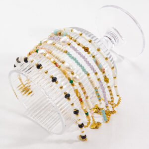 Wholesale ins Light Luxury Beaded Titanium Steel Bracelet Natural Stone Pearl Crystal High-end Color-free Jewelry