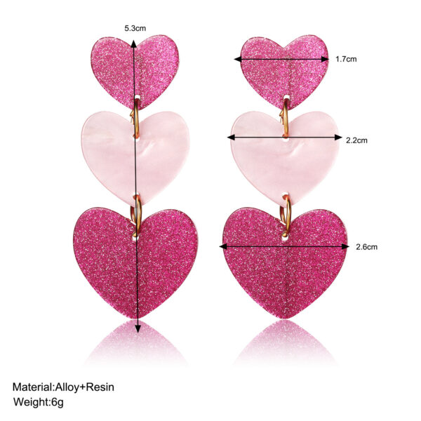 Wholesale  Color Matching Barbie Pink Valentine's Day Acrylic Love Earrings Simple Pendant Texture Earrings