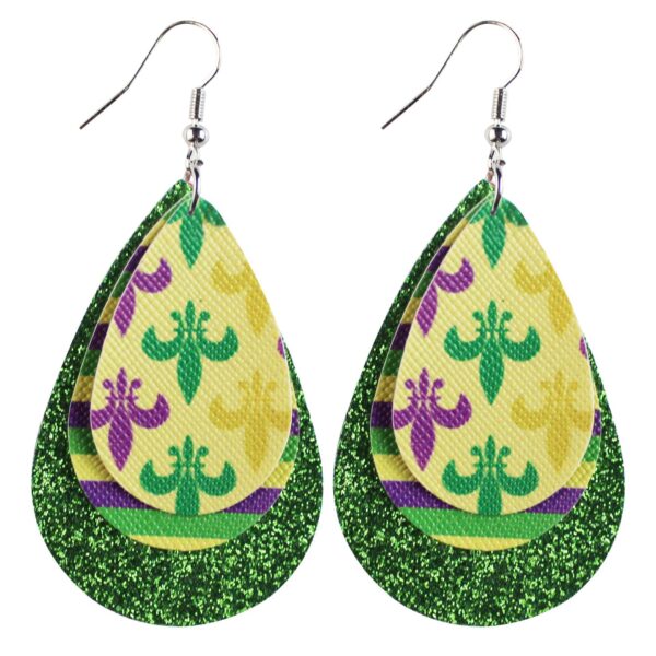 Wholesale  Carnival Leather Earrings Multi-layer Stitching Leather Earrings