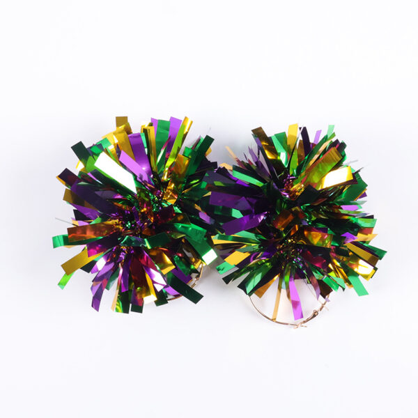 oly-2e070caa19d61cffc1fc04cd0cf5e5ab Wholesale Carnival Decorative Earrings Colorful Bright Silk Hair Ball Earrings Personality Exaggerated Holiday Party Jewelry