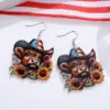 oly-2e0c8c688c4be5799360706b94dcdb22 Wholesale Retro Multicolor Acrylic Cattle Print Drop Earrings For Women With 304 Stainless Steel Ear Pins