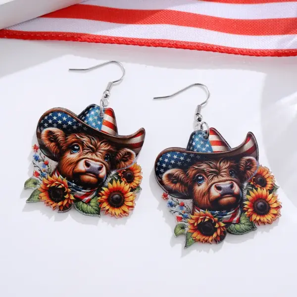 oly-2e0c8c688c4be5799360706b94dcdb22 Wholesale Retro Multicolor Acrylic Cattle Print Drop Earrings For Women With 304 Stainless Steel Ear Pins