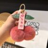 Wholesale imitation rex rabbit fur cherry car key chain pendant ins plush ball bag pendant gift