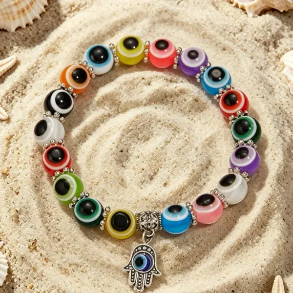 Wholesale Bohemian Palm Resin Bracelet With Waterproof Non Tarnish Multicolor Cord In Chain, Unisex Style
