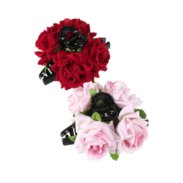 oly-2e2617fa7a8f094be233d5fafc15fa93 Wholesale Valentine's Day gift rose one-word hair clip artificial flower hairpin updo hair clip shark clip girl hair accessories