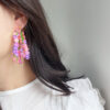 Wholesale South Korea East Gate Laser Sequin Flower Tassel Earrings Vacation Style Eye-catching Bright Eye Strap Long Dress All-match Earrings