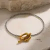 Wholesale 18K Gold Plated 304 Stainless Steel Vacuum Electroplating (In Furnace) Oval Heart Shape Simple Style Braided Chain Bracelet For Women