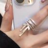 oly-2e2e34cb6111b2228e26ec53c3c629e9 Wholesale Ballet style bow ribbon open ring female niche design adjustable diet finger ring unique internet celebrity ring fashion