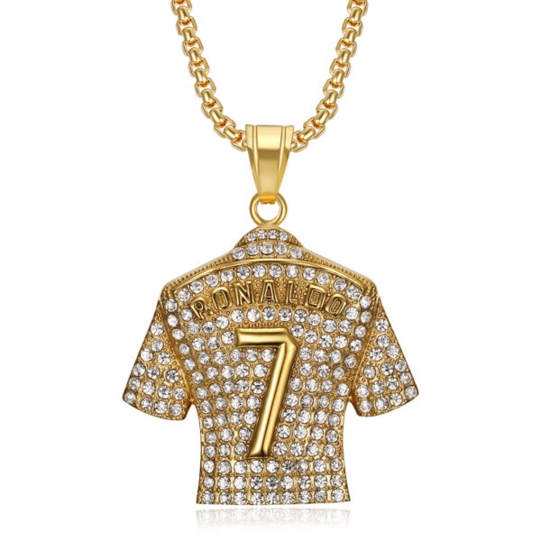 oly-2e34fa24b5c2c1b2b90c1169a378f053 Wholesale Card Popular Hip-Hop Hiphop Jewelry Titanium Steel Gold-Plated Diamond Jersey Pendant Necklace