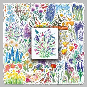 Wholesale 50 colorful flowers cartoon plant flower series hand book stickers goo card material can be landscaping retro decoration