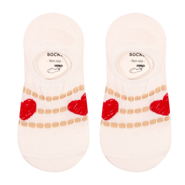 Wholesale Love Valentine's Day Women's Invisible Socks Shallow Mouth Silicone Slip-Stop Women's Boat Socks Soft and Comfortable Women's Socks