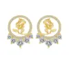 Wholesale Rose Stud Earrings For Women With 925 Sterling Silver Posts, Copper Base, And 14K Real Gold Plated Finish Featuring Zircon Inlay