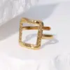 Wholesale PVD Coated Real Gold Plated 18K Gold Square 304 Stainless Steel Modern Style Simple Style Waterproof Non Tarnish Open Rings