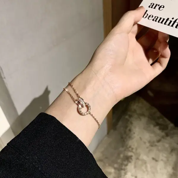 Wholesale 1 Piece Fashion Geometric Titanium Steel Plating Zircon Bracelets