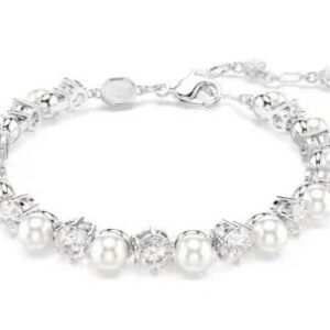 Large white diamond and pearl bracelet