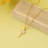 Wholesale 304 Stainless Steel Copper 18K Gold Plated Chain Heart Shape Key White Shell Zircon Pendant Necklace