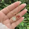 Wholesale Jewelry Simple Style Classic Style Cross Heart Shape Flower Copper Zircon 18K Gold Plated Inlay Ball Chain Multi Charms Necklace