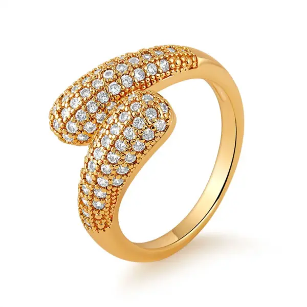 Wholesale Double-Headed Design Ring Open Design Vintage Gold-Plated Geometric Wide Ring Suitable For Women