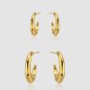 Wholesale Super texture glossy cold style metal circle earrings silver needle earrings female s925 silver earrings