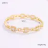Wholesale Geometric Electroplated Copper Bangle For Women With Zircon Inlay And Water Plating Gold Process